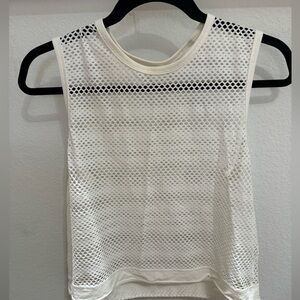 White Mesh Lululemon Crop Tank